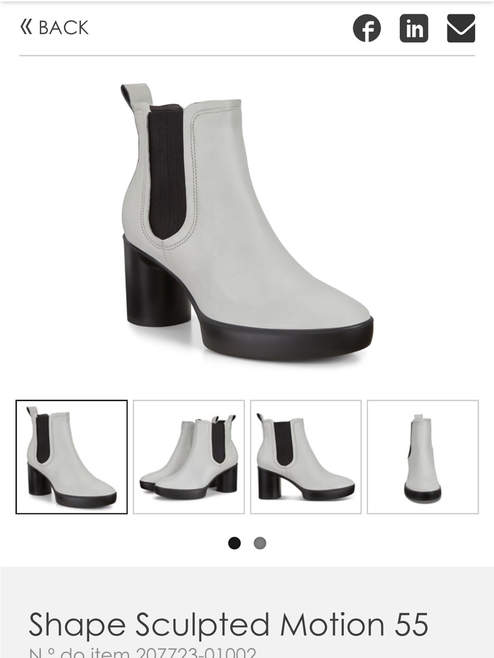 Ecco Sculpted Chelsea Boot in White and Black